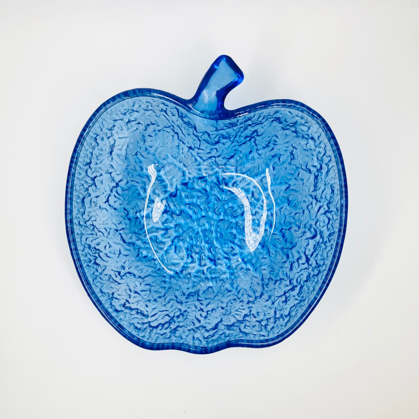 Retro apple shaped blue ice glass bowls