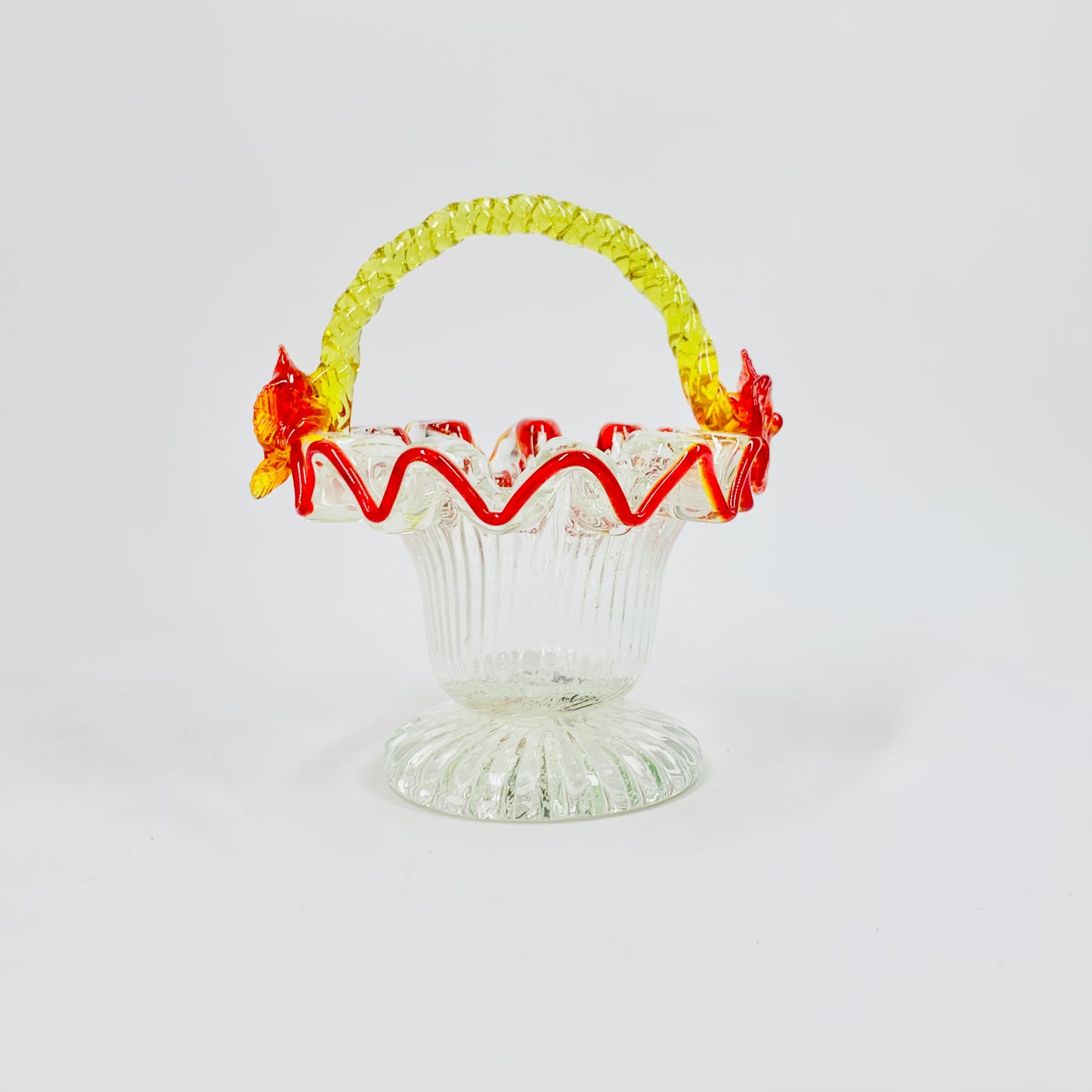 Rare Midcentury mouth blown Murano art glass basket