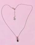 1980s 18K gold plated chain with simulated pink sapphire stones pendant