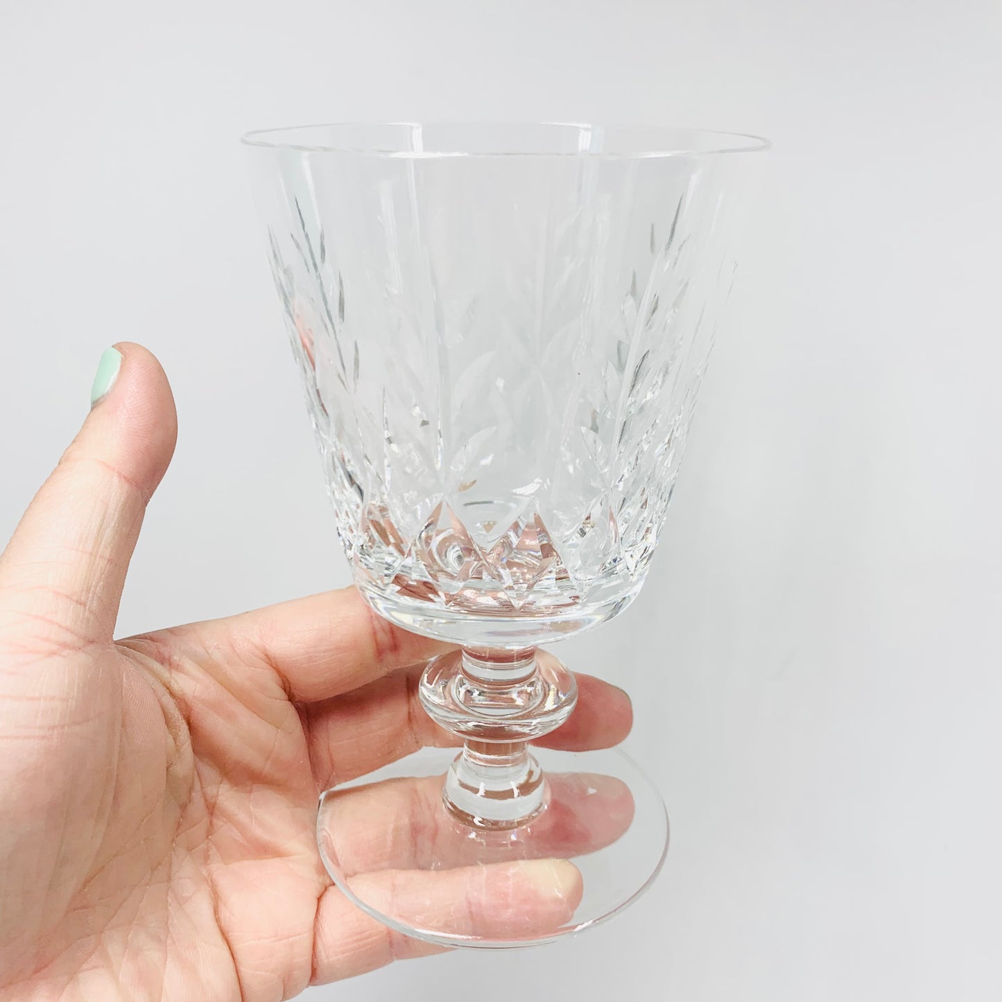 Antique Webb English short stem hand etched crystal wine glasses