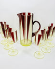 Extremely extremely rare antique Art Deco ruby enamel and citrine glass jug and matching wine glasses set by Karl Palda