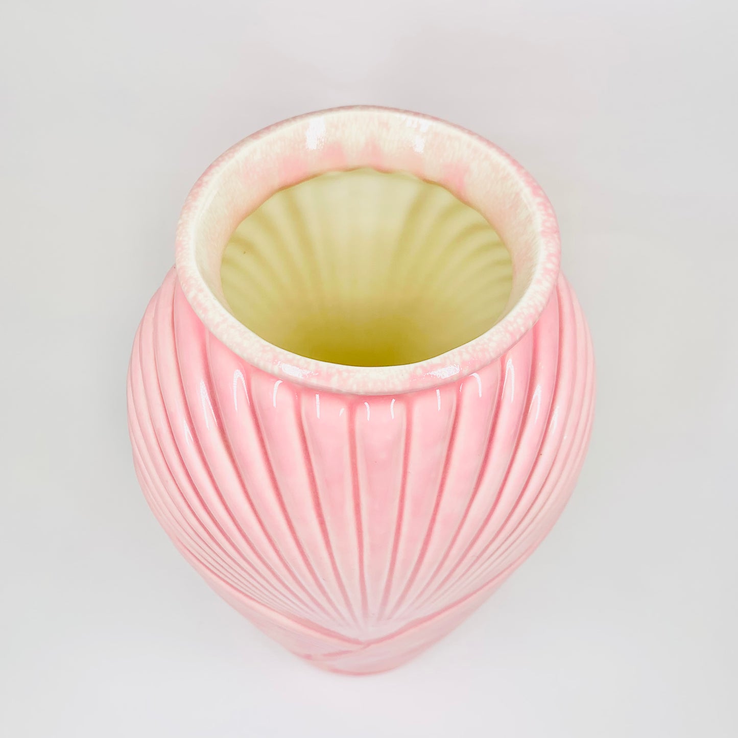 Rare hand painted 1980s Art Deco revival pink porcelain vase