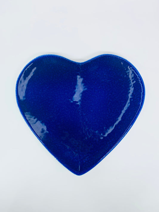 Retro cobalt porcelain Italian heart shaped plate