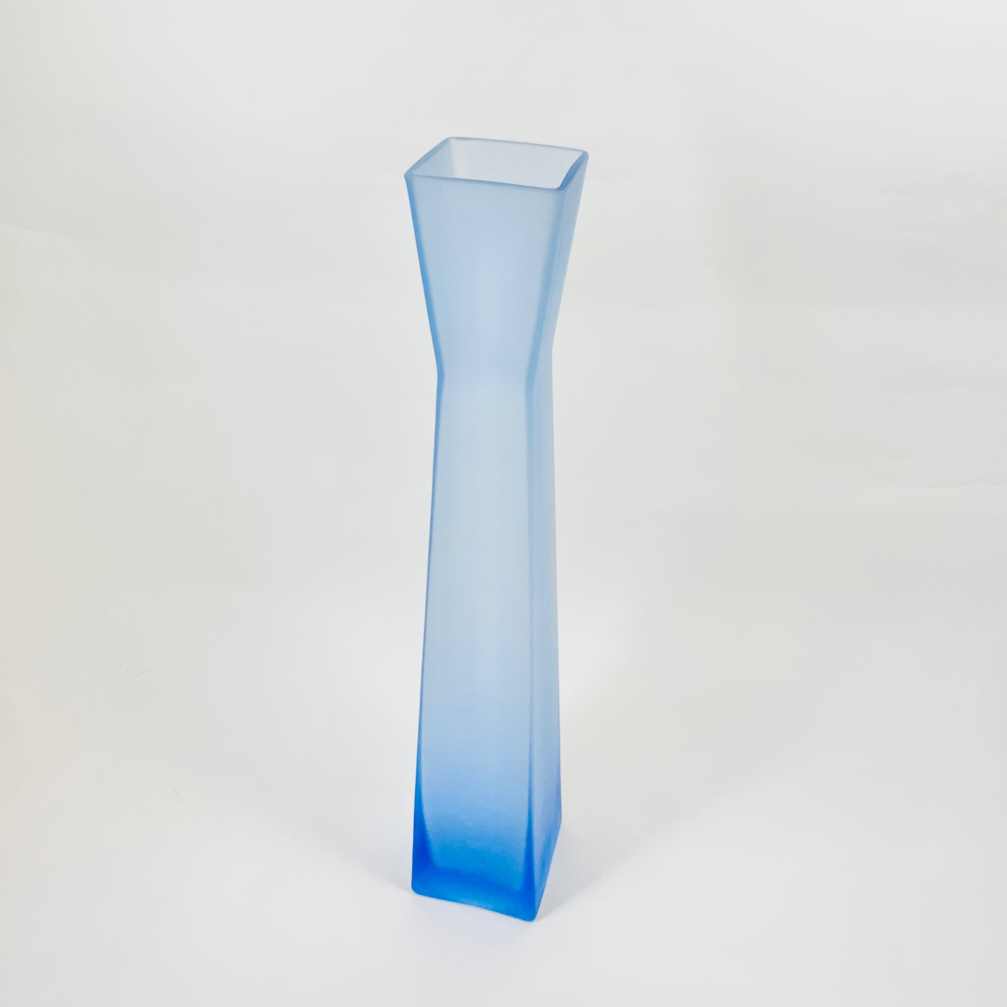 MCM hand made blue satin glass vase