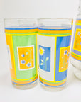 1970s Luminarc laminated floral glasses