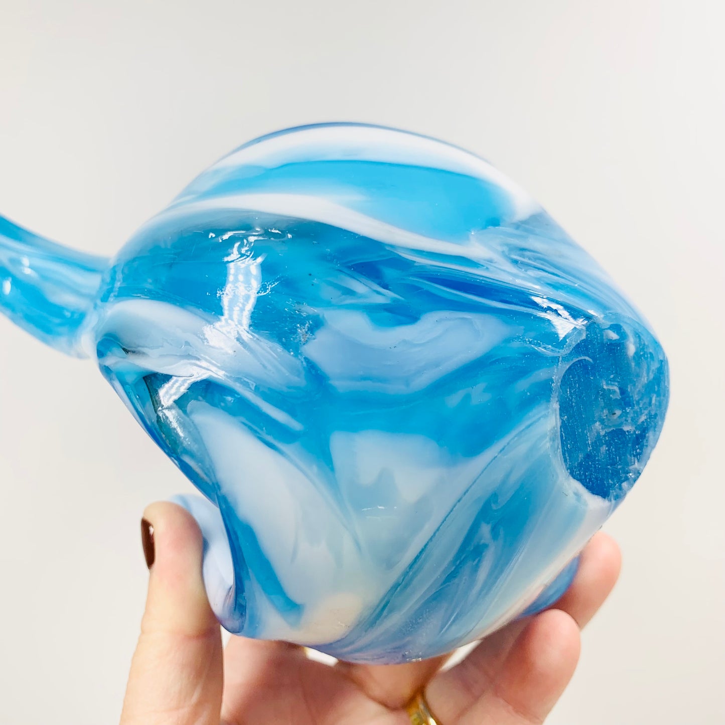 Vintage mouth blown blue & white Viking art glass bowl