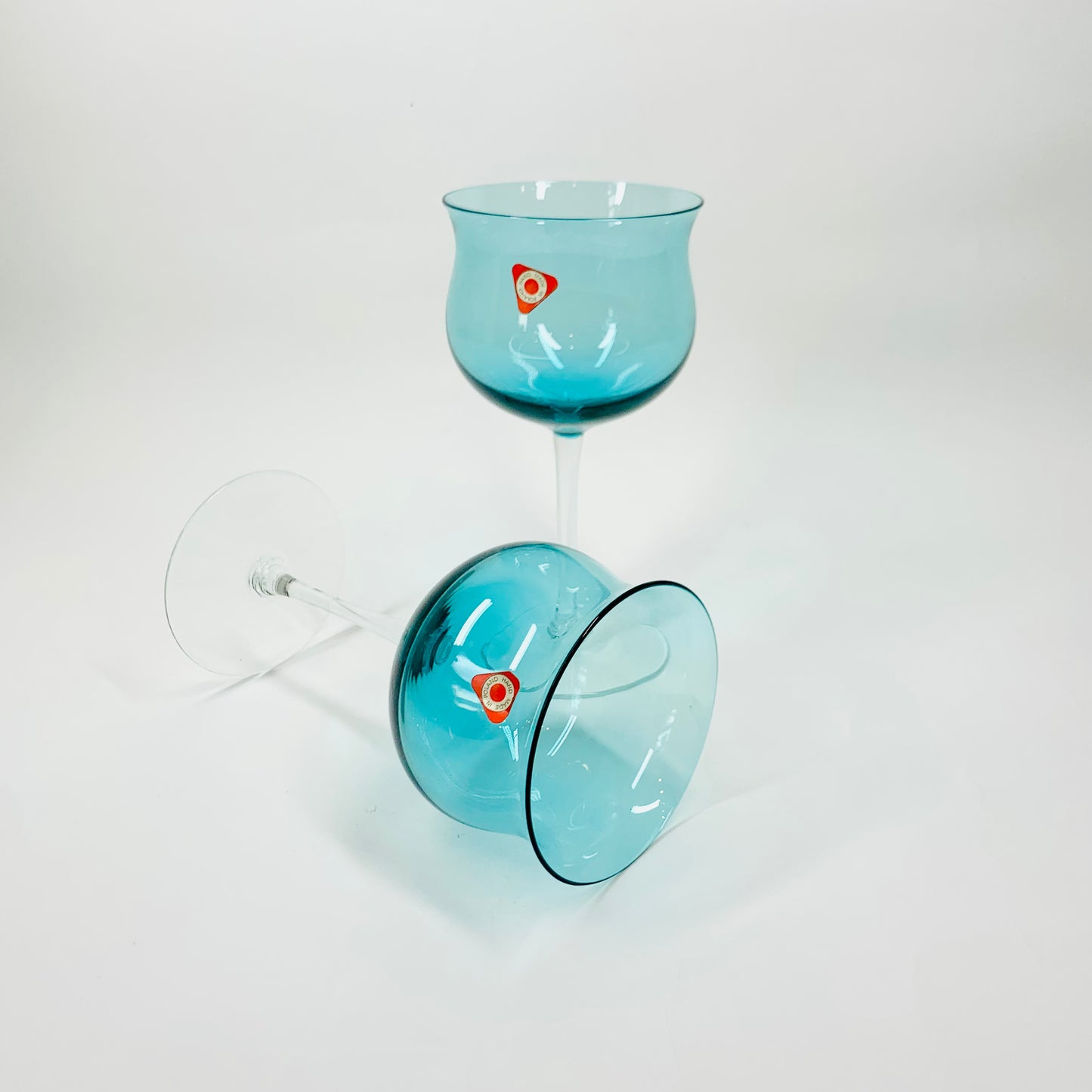 1950s POLISH TURQUOISE WINE GLASSES