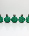 Antique hand carved Bohemian malachite mini perfume bottle with silver plated stopper