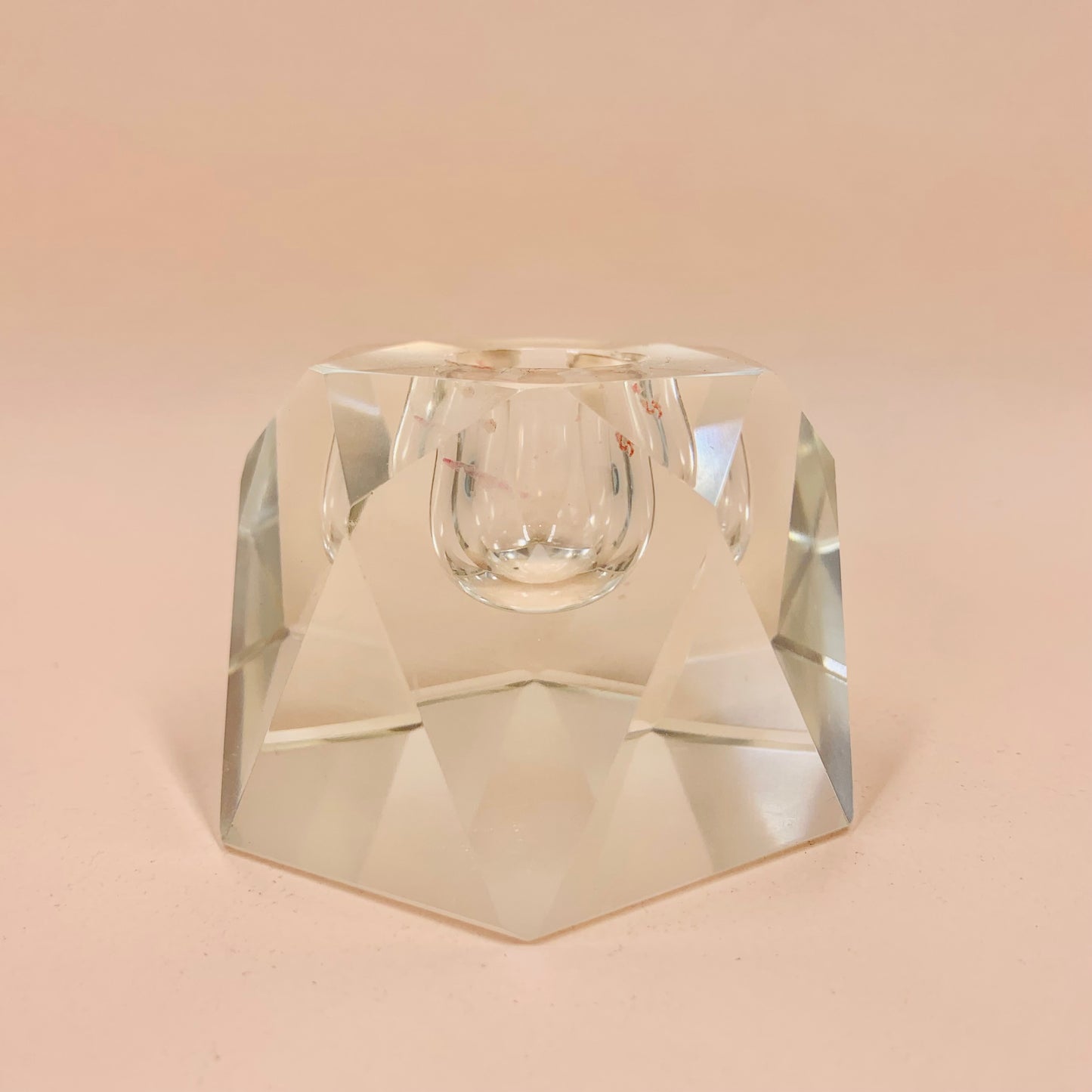 Vintage Hoya Japan cut faceted crystal candle holder