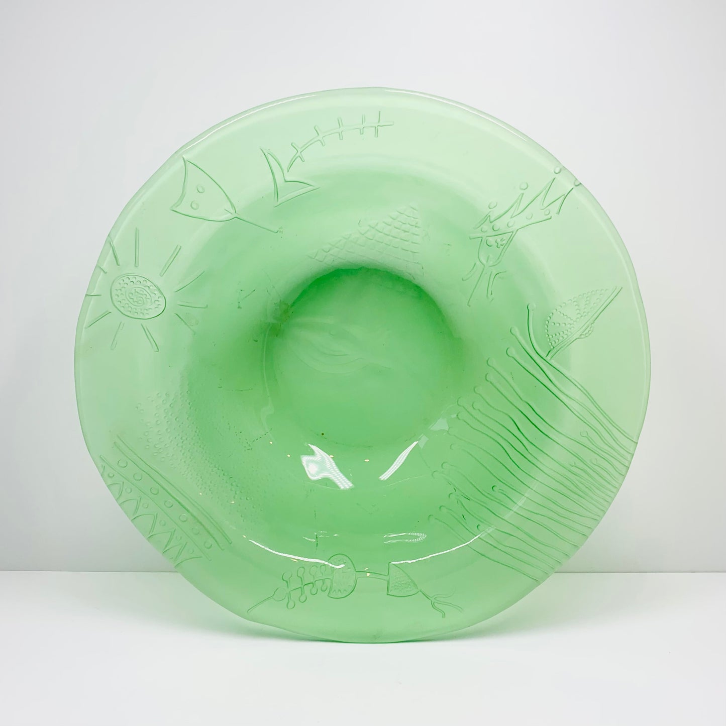 Vintage large Australian green art glass bowl