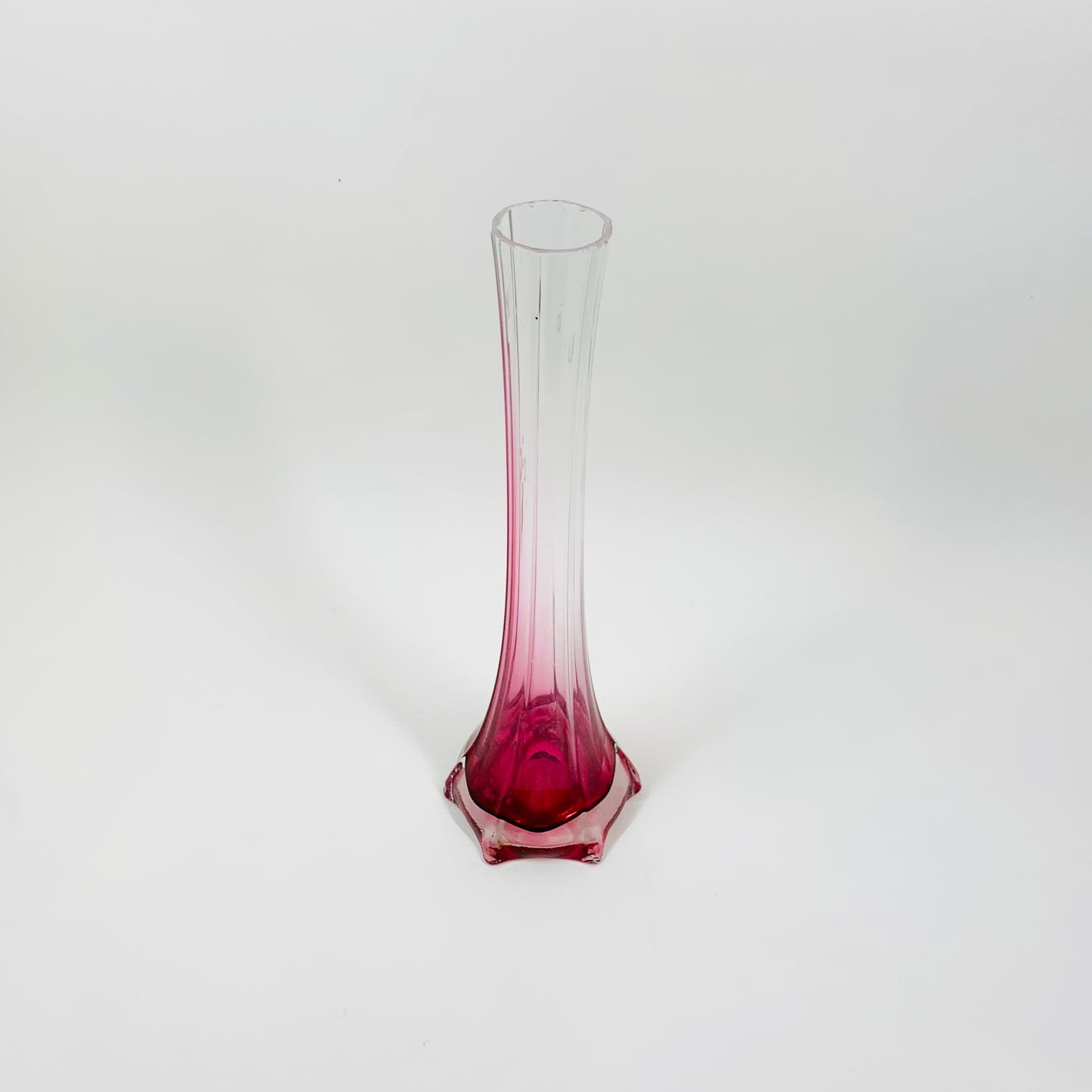 Japanese Pink Ombre Glass Tower Vase
