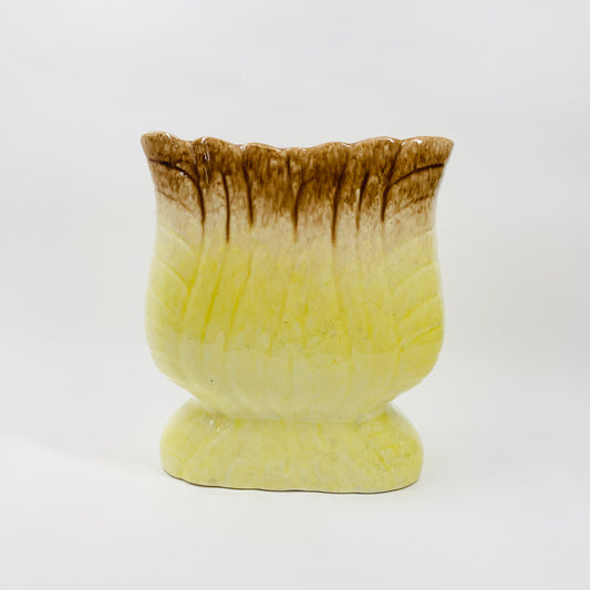 Art Deco Pates Australia yellow brown drip glaze pottery vase