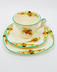 Burleigh Ware Zenith Art Deco Hand Painted Porcelain Coffee Cup and Matching Saucer