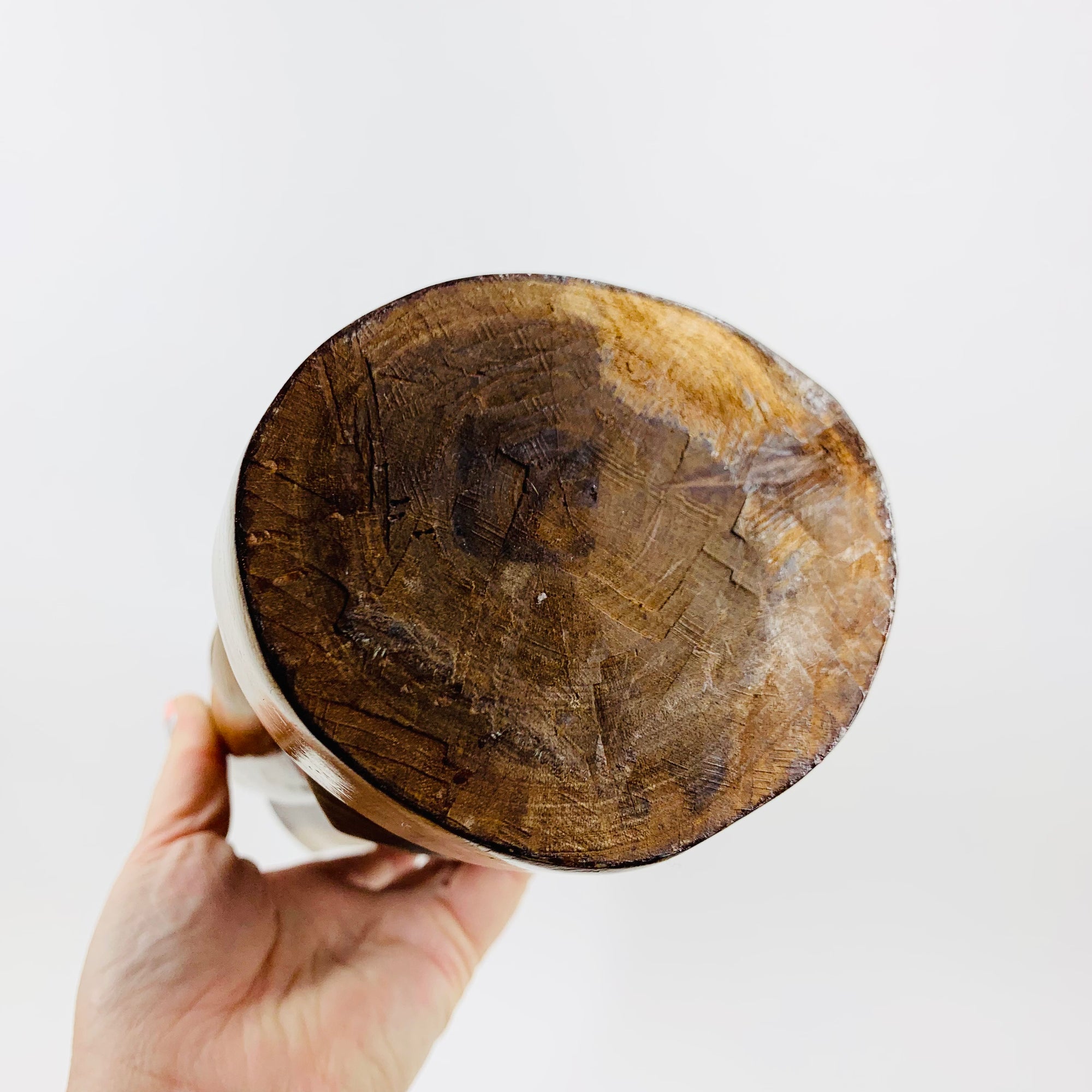 Midcentury Balinese hand carved lacquered abstract wood sculpture