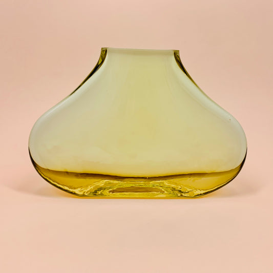 Rare Midcentury cased yellow glass wall vase