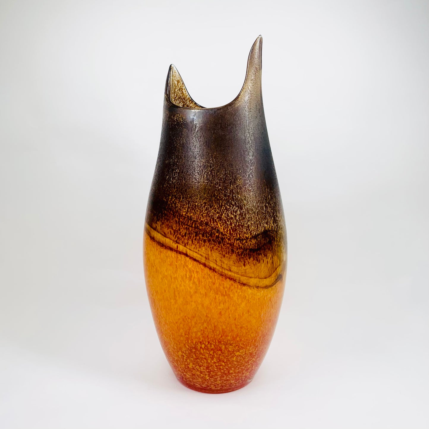 Vintage German Gilde mottle satin orange gradient art glass vase