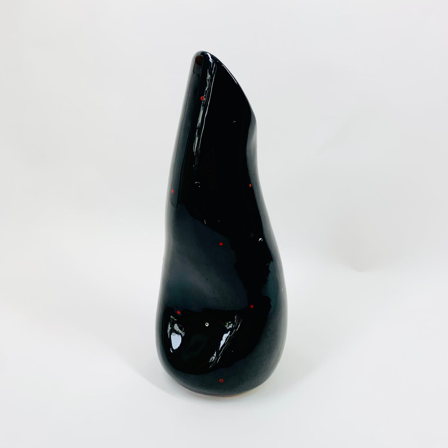 Midcentury hand painted black porcelain vase