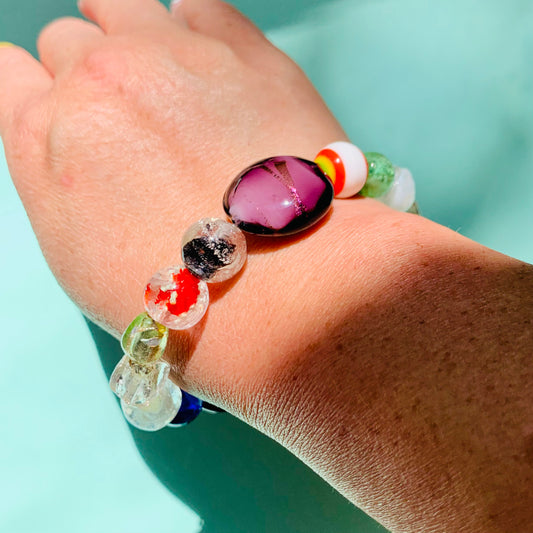 1970s multicolour Murano glass beads bracelet