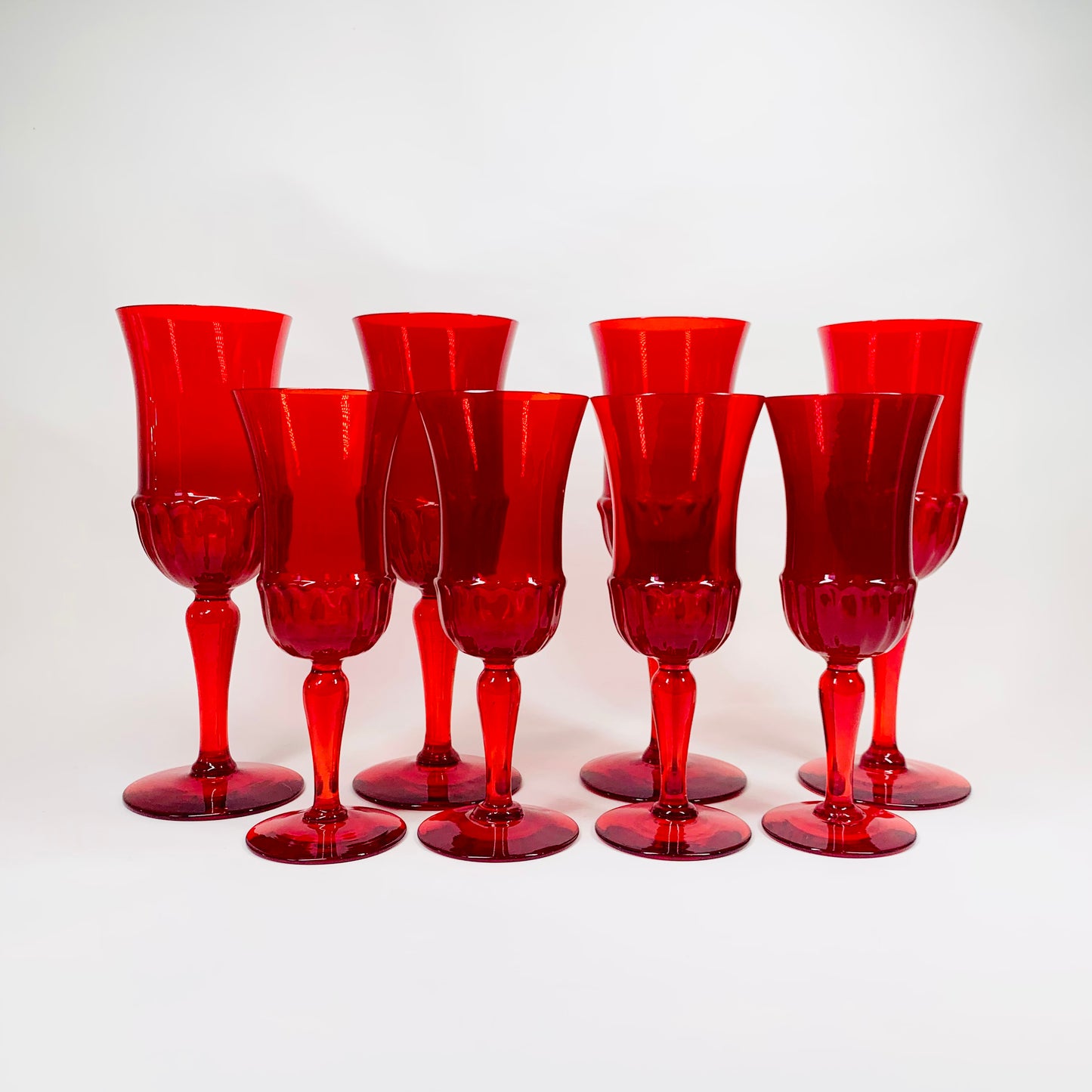 Extremely rare Midcentury French ruby glass goblets