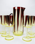 Extremely extremely rare antique Art Deco ruby enamel and citrine glass jug and matching wine glasses set by Karl Palda