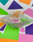 Antique Bohemian cut crystal boat bowl