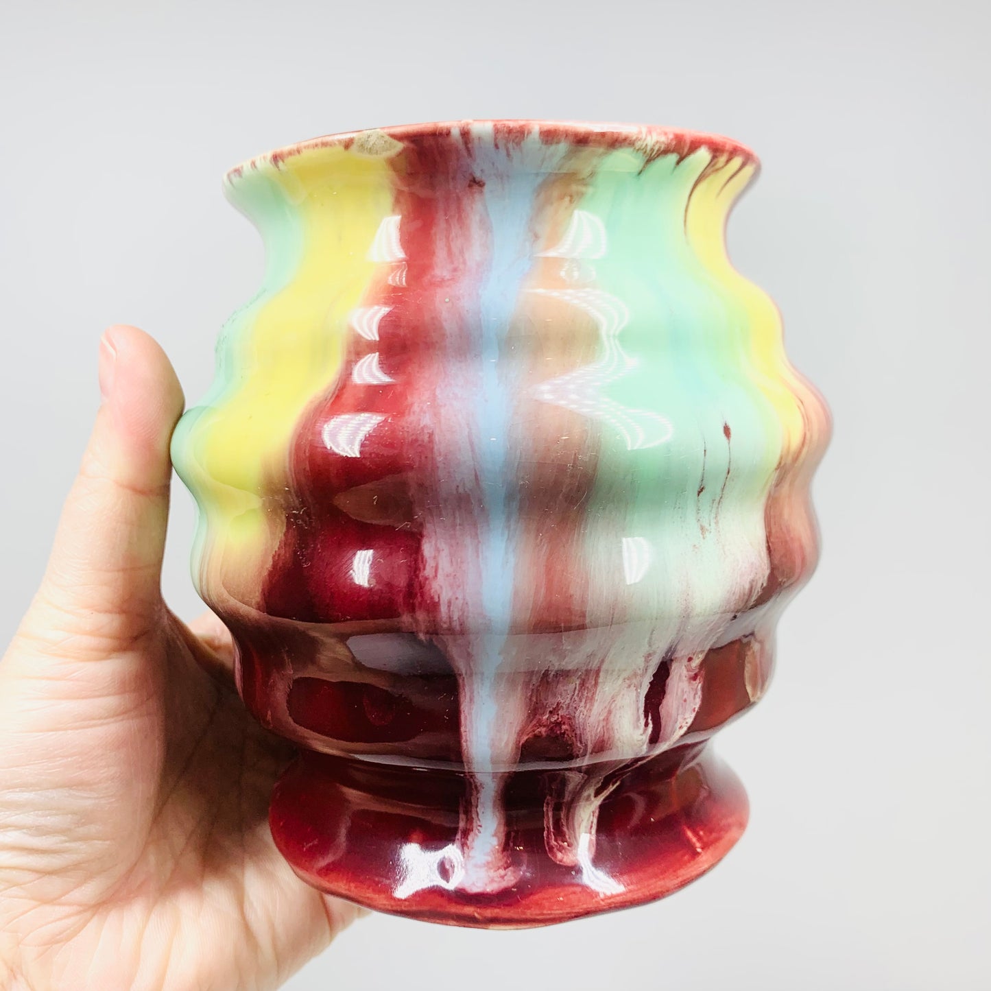 Vintage Australian flambé glazed pottery vase