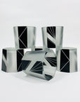 Extremely extremely rare antique Art Deco black enamel decanter satin glass set by Karl Palda