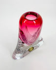 Vintage hand made signed Jablonski sommerso pink art glass vase