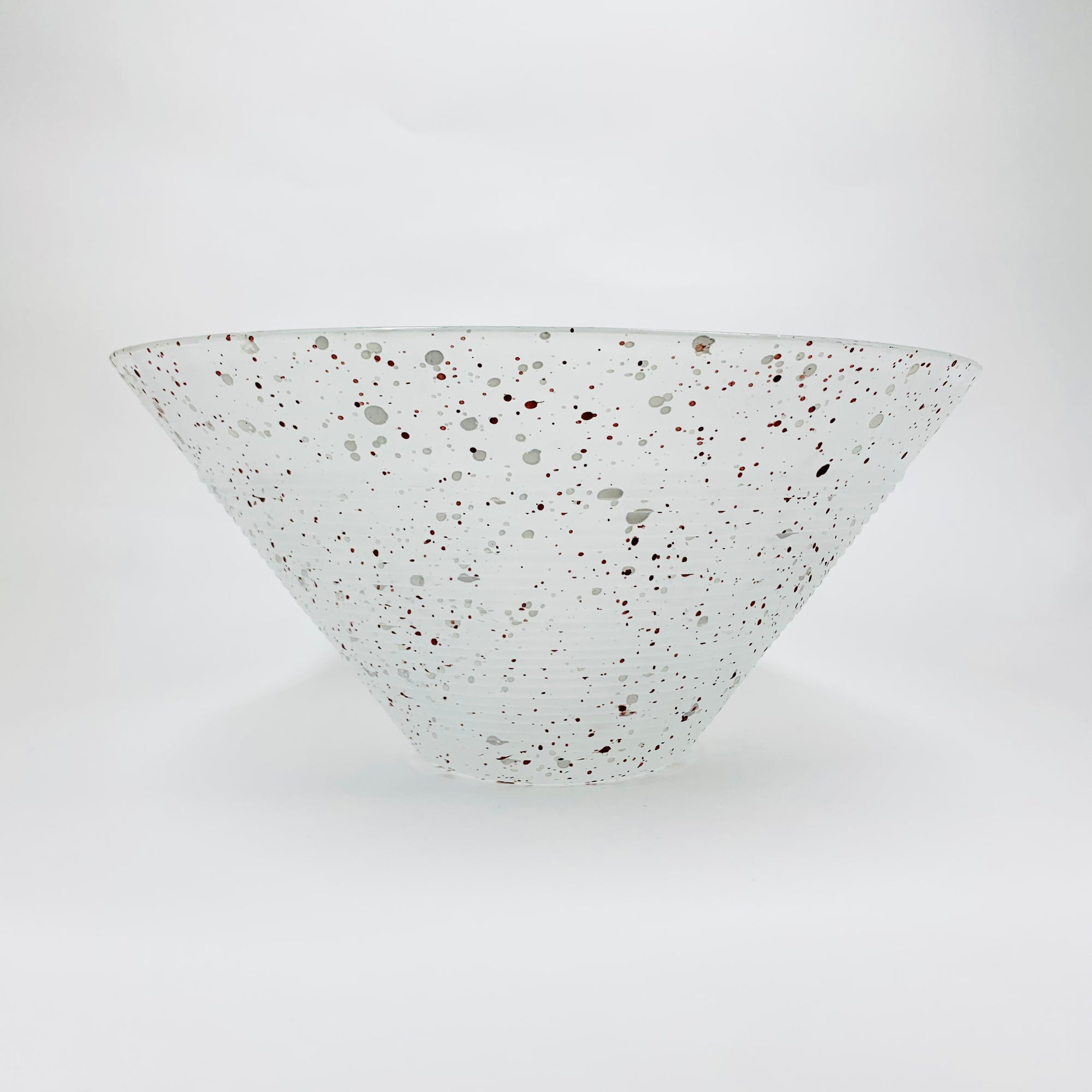 Vintage hand painted speckles satin glass salad bowl