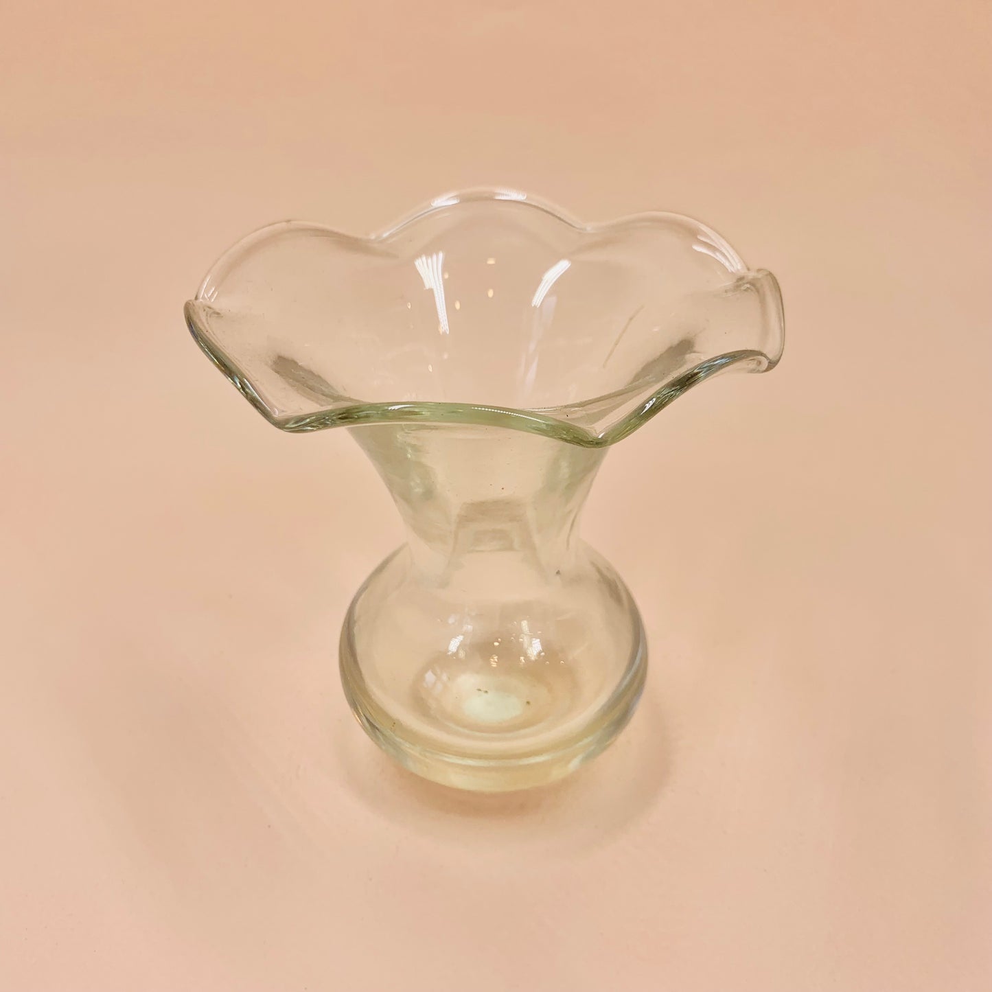 Midcentury Italian glass ruffle rim posy vase