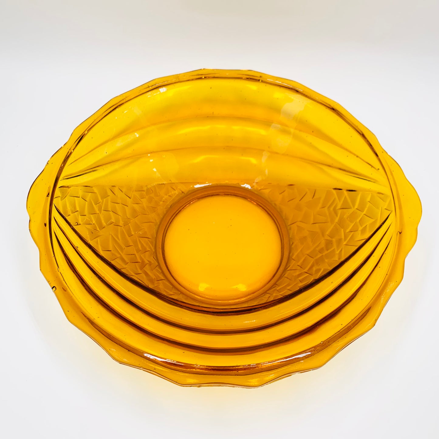 Antique Art Deco amber glass fruit/salad bowl
