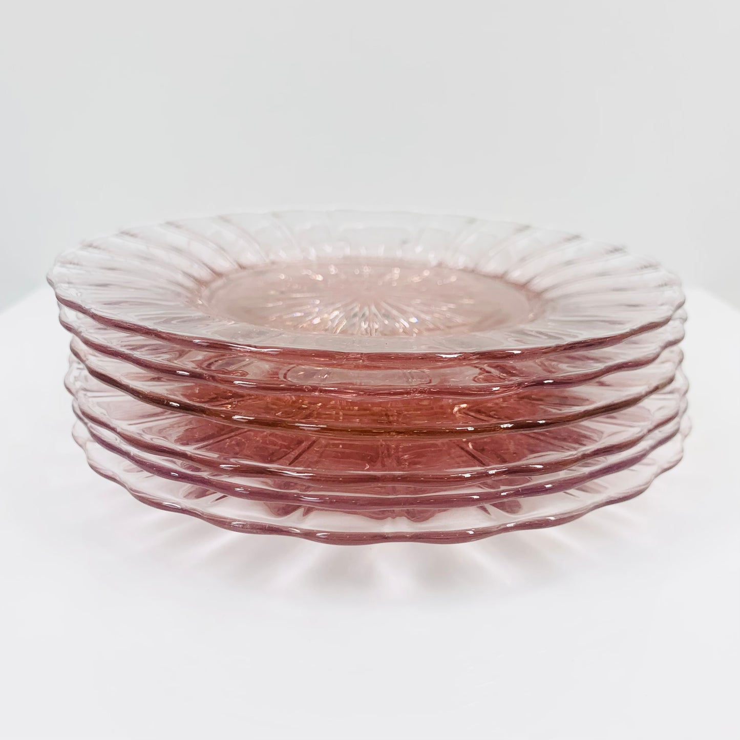 Art Deco Heisey pink glass cake plate