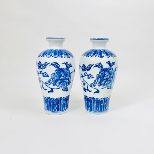 Antique blue China porcelain posy vases