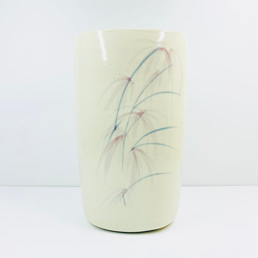Big retro porcelain vase with hand painted floral motif