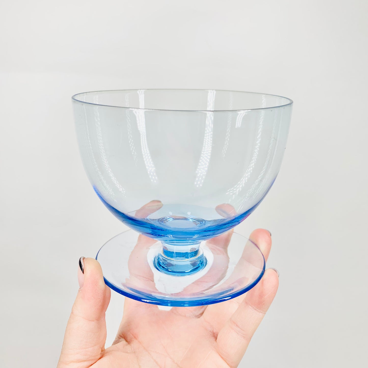 MCM blue glass coupe/dessert bowls