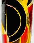 Extremely rare antique Art Deco citrine, black and ruby enamel cylinder glass vase by Karl Palda