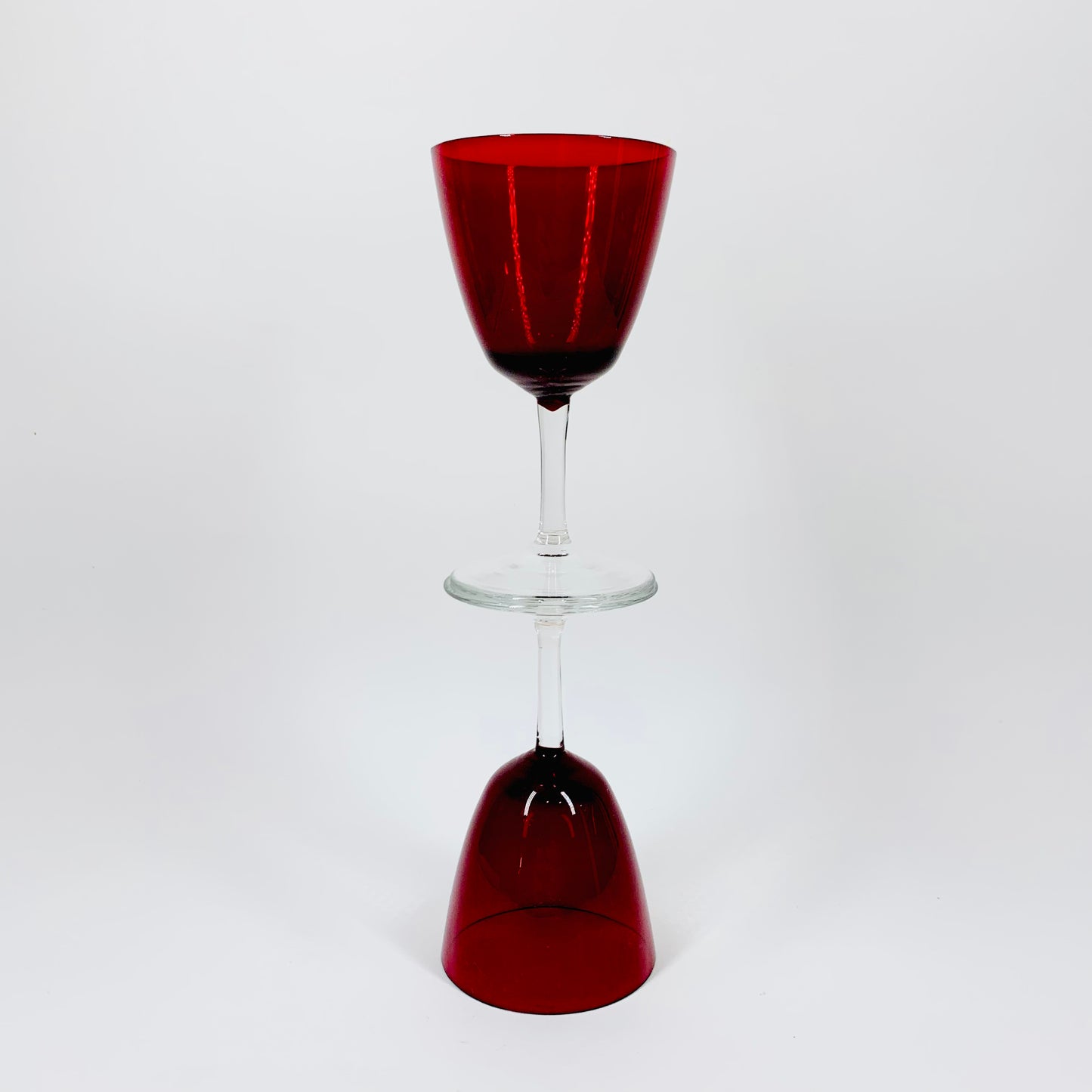 Midcentury Italian red sweet wine glasses