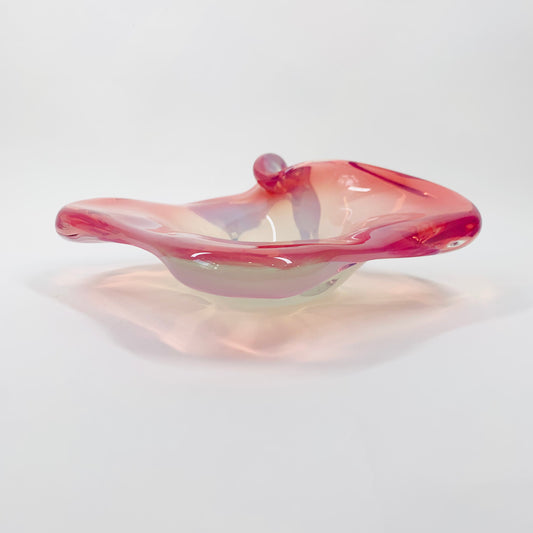 Extremely rare hand made Space Age pink opalescent bowl