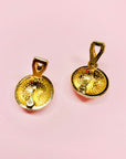 Rare 1960s Italian triple gold plated white enamel stud clip on earrings