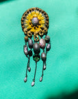 Extremely rare 1980s Nature Bijoux hand made metal enamel jelly fish brooch with pearls