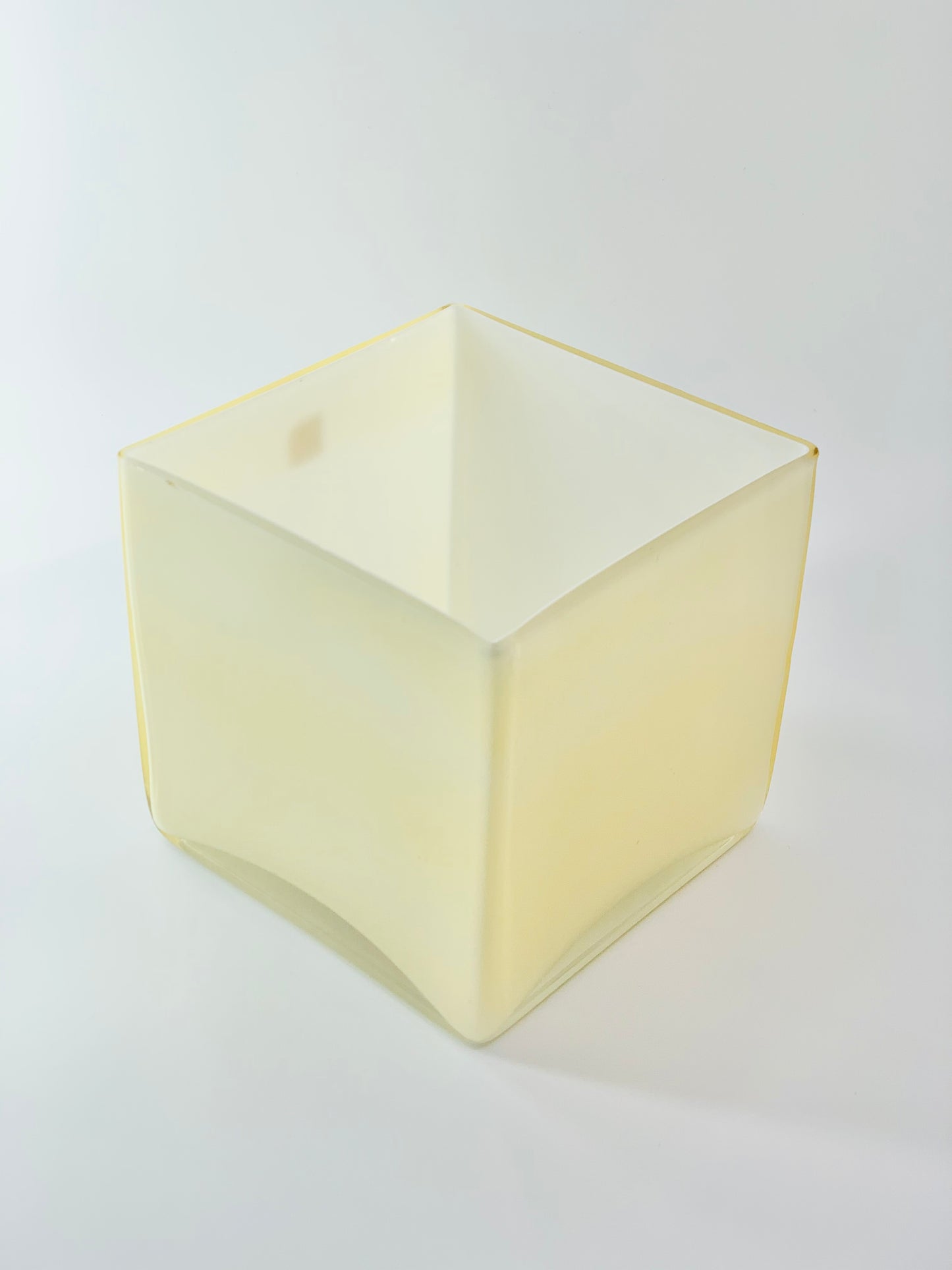 Midcentury off white cased glass vase/fruit bowl
