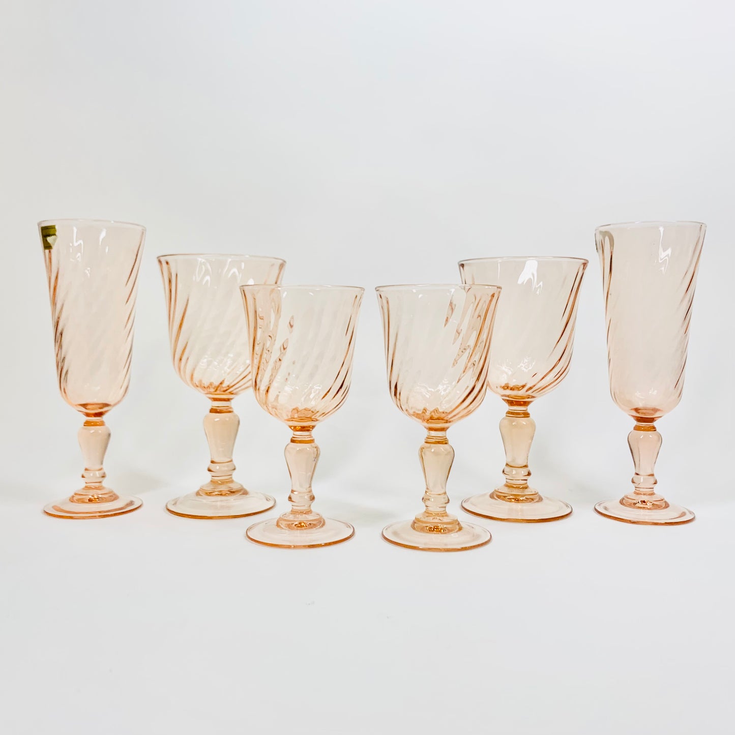 Extremely rare Midcentury French Luminarc rosaline glasses