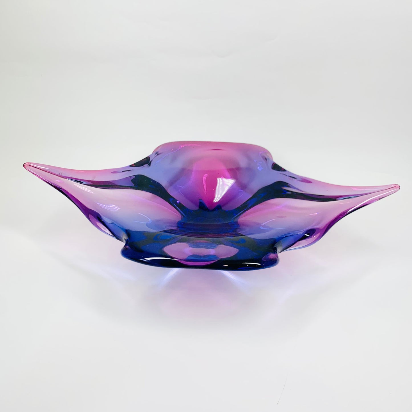 Extremely rare large Midcentury Czech Chribska Glassworks pink & purple sommerso glass bowl by Josef Hospodka