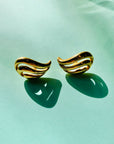 Rare 1960s Barcs triple plated gold waves stud earrings