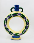 Retro Italian hand painted pottery hollow footed vase