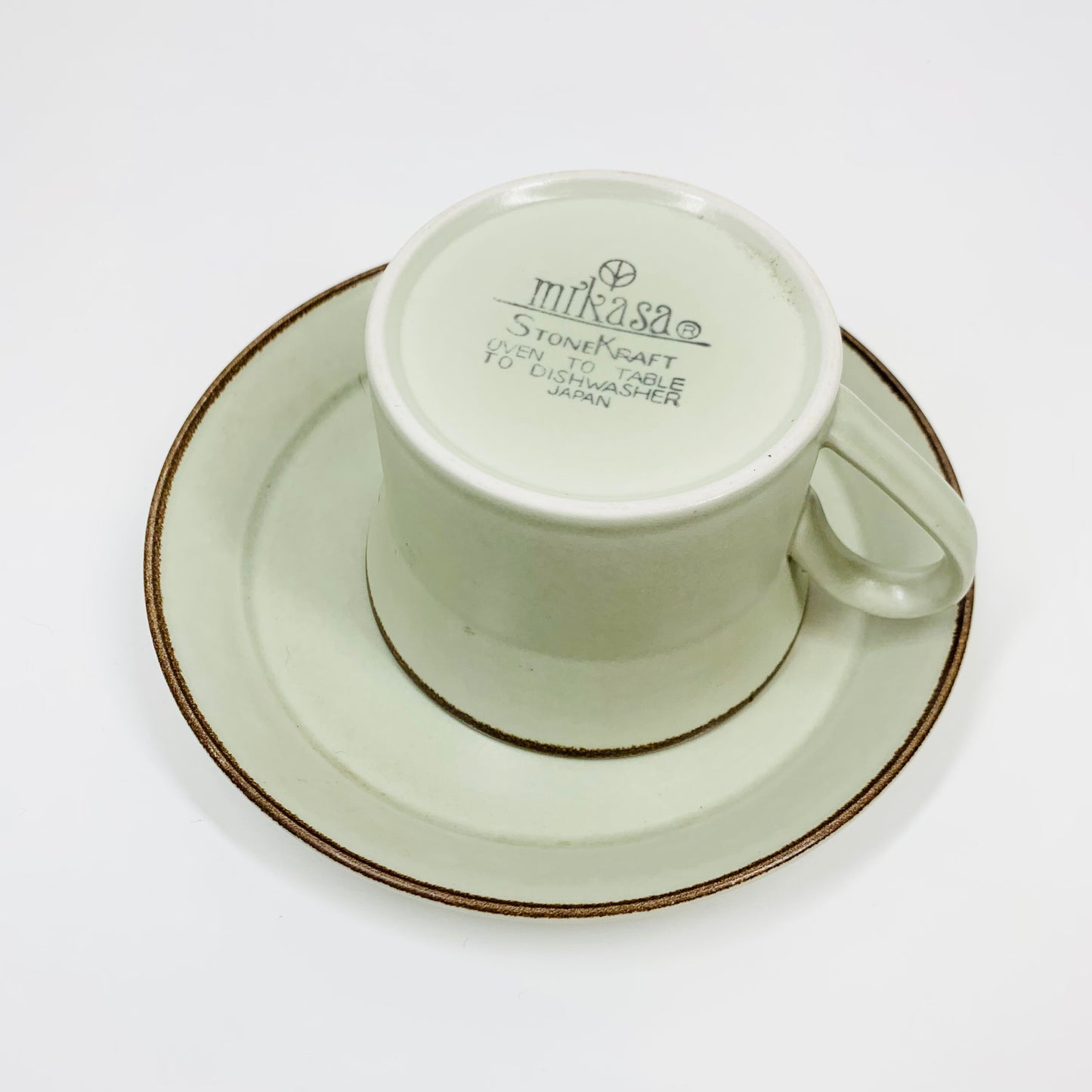 1970s Japanese Mikasa sage porcelain coffee/tea cup and matching saucer