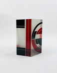 Antique Art Deco black and ruby enamel cased satin hexagons glass posy vase by Karl Palda