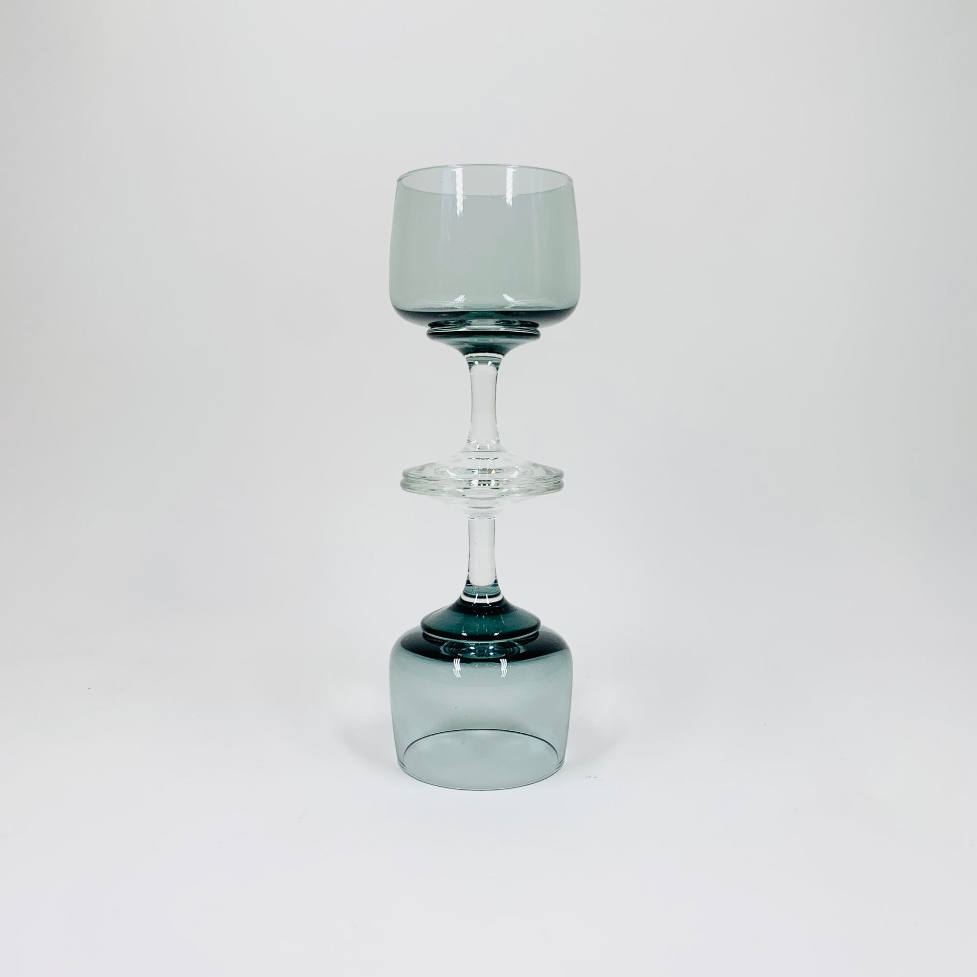 1950s POLISH GREY GLASSES WITH CLEAR STEMS