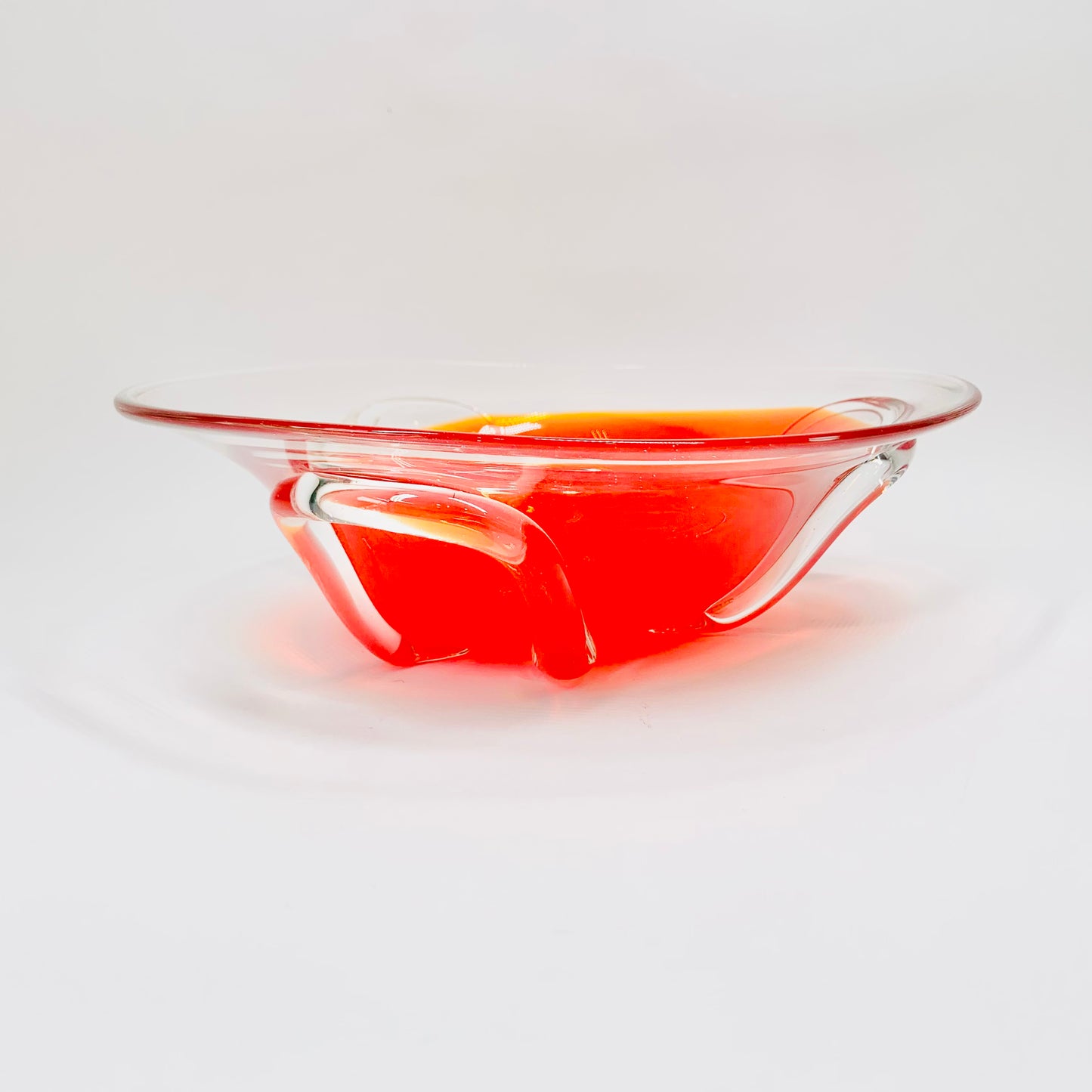 Midcentury hand made Murano red glass salad/fruit bowl
