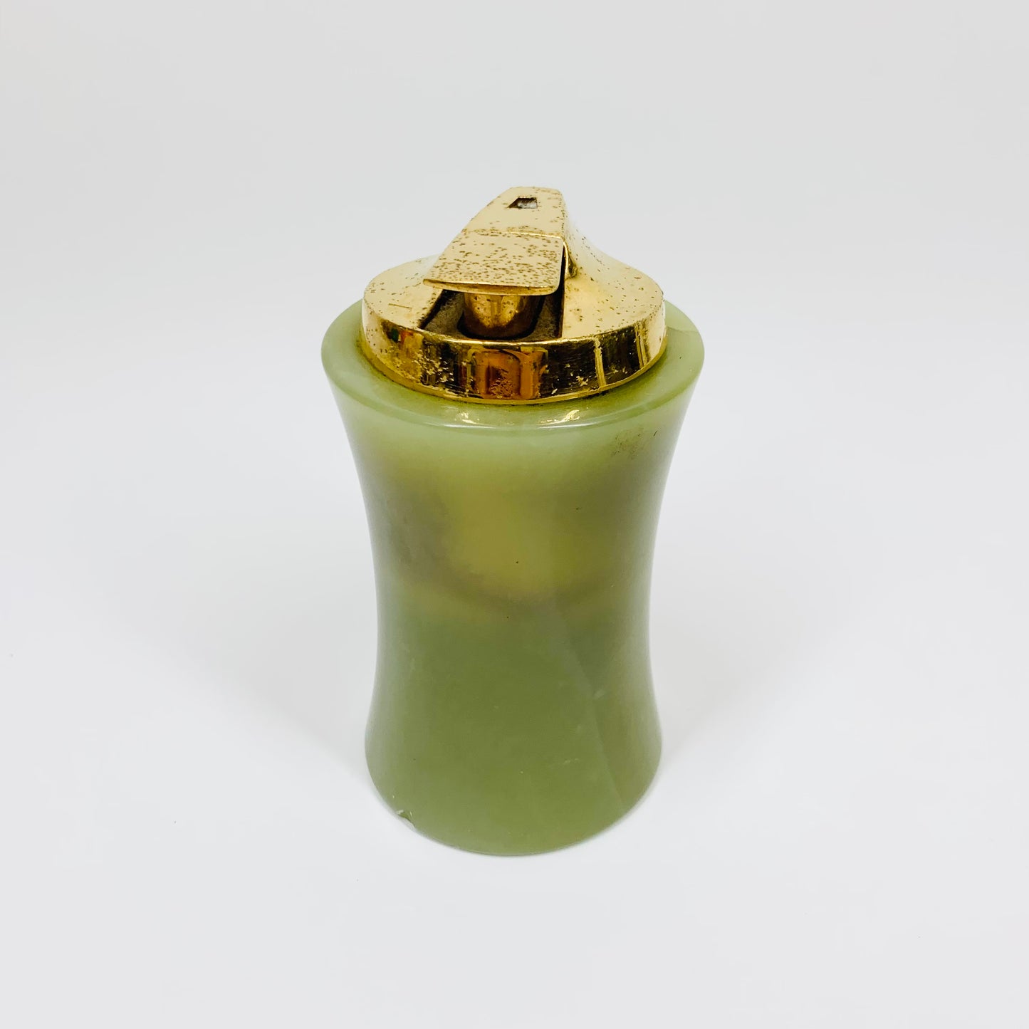 Midcentury English green onyx brass lighter box
